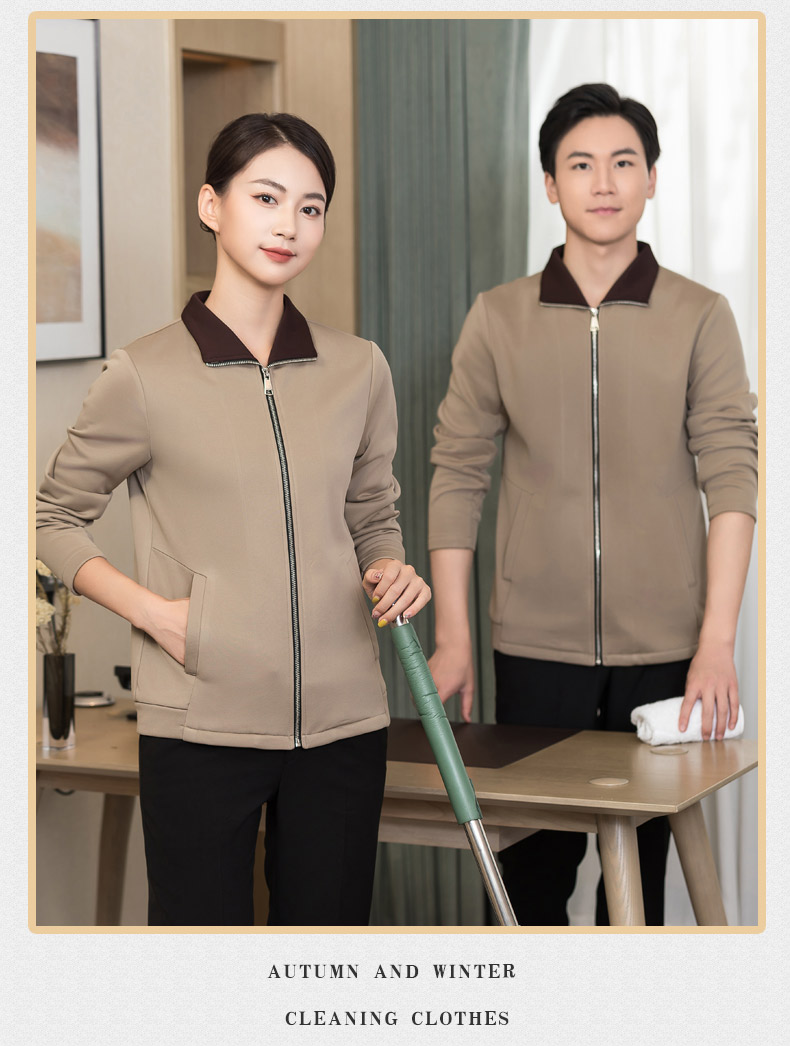 Lapel sweatshirt hotel guest room autumn and winter cleaning clothes H01-2022-48 female