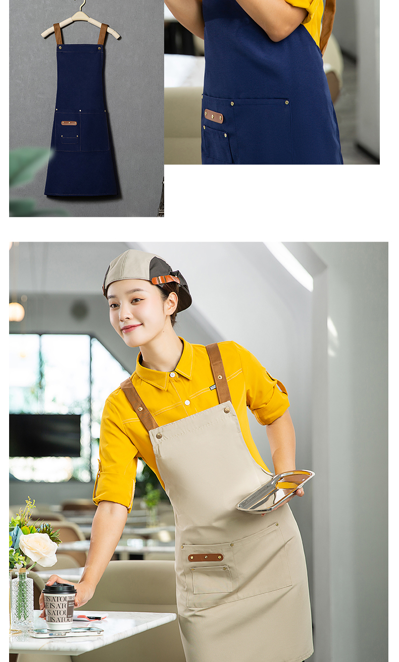 Waterproof canvas inner four-button dirt-resistant adjustable double-shoulder apron H20-A21-1930