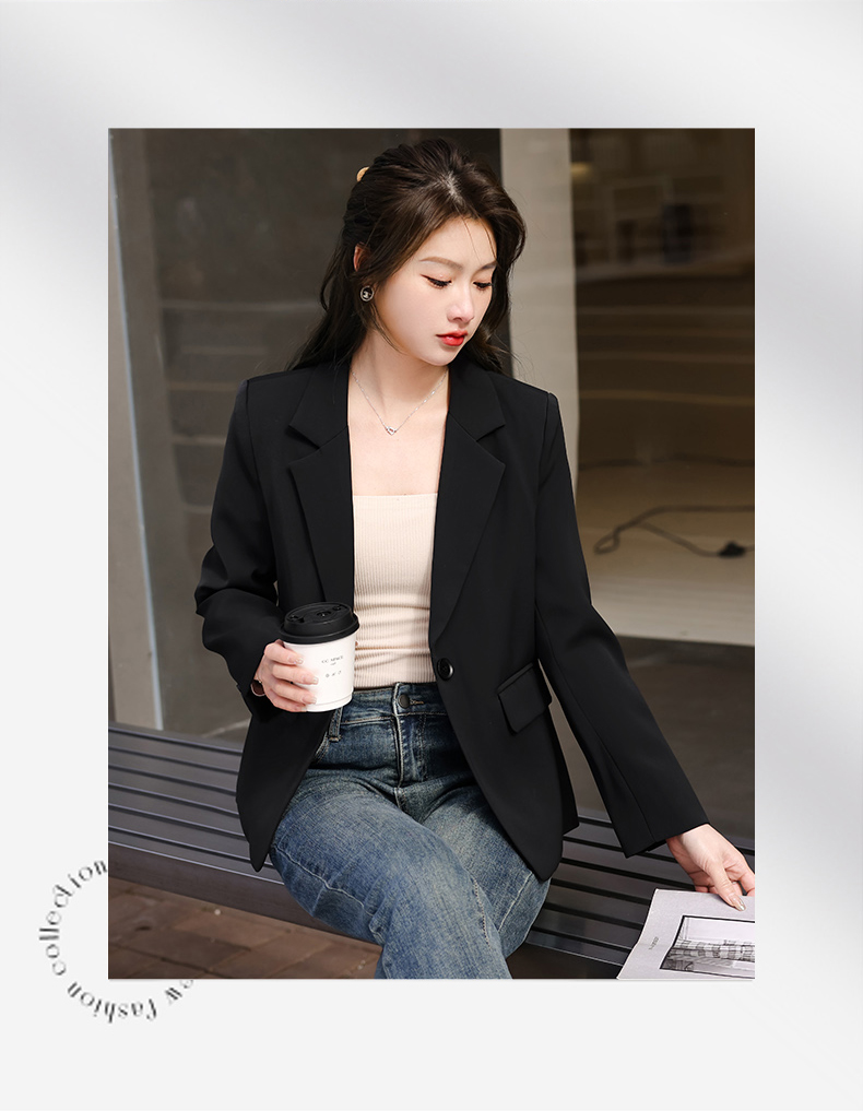 Casual white collar small suit jacket for women 134-9082 jacket