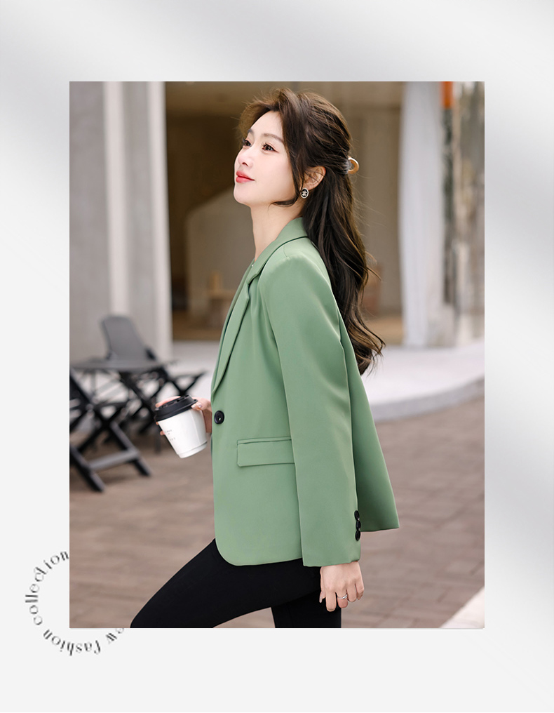 Casual white collar small suit jacket for women 134-9082 jacket