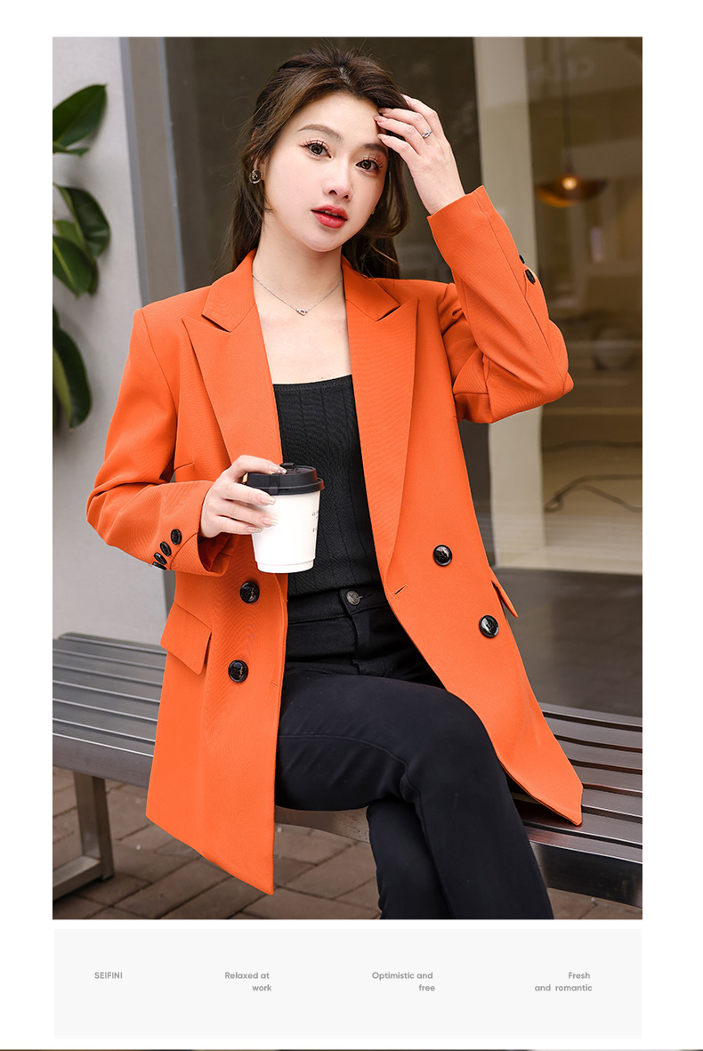 Casual white-collar mid-length small suit jacket for women 134-9096 jacket