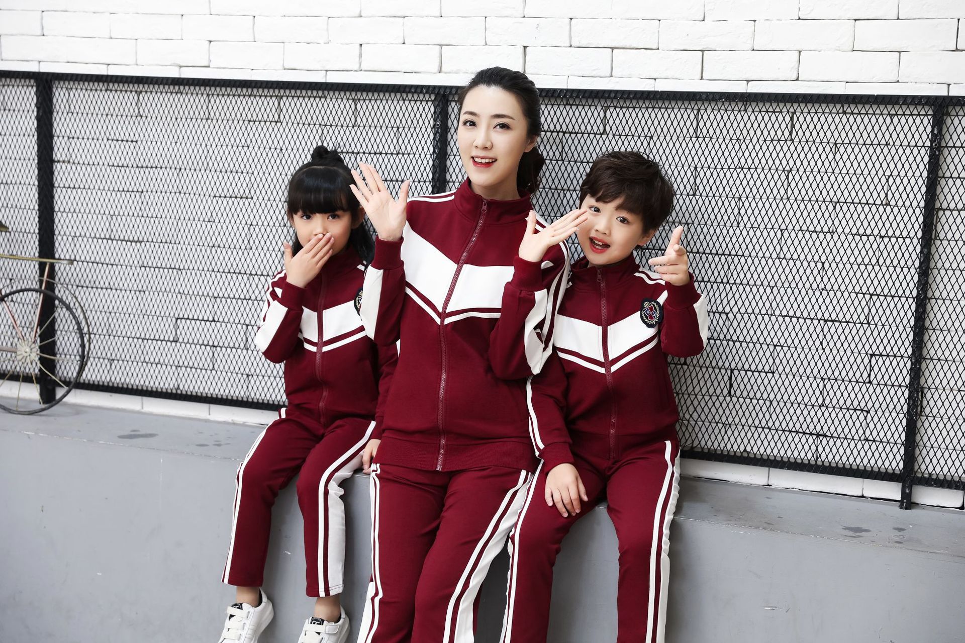 Primary and secondary school students Chinese red sports campus long-sleeved school uniform two-piece suit D22-Z1015 two-piece suit