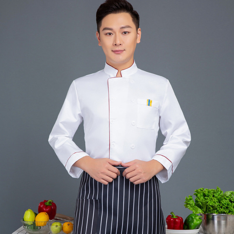 Hotel Western Restaurant Catering Chef Uniform Kitchen Work Uniform Long Sleeve B05-Kitchen White