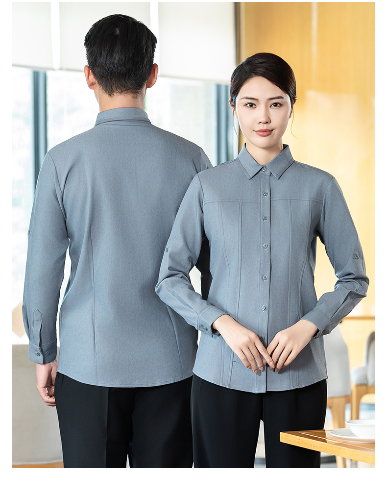 Collared long-sleeved shirt waiter work clothes H02-24351