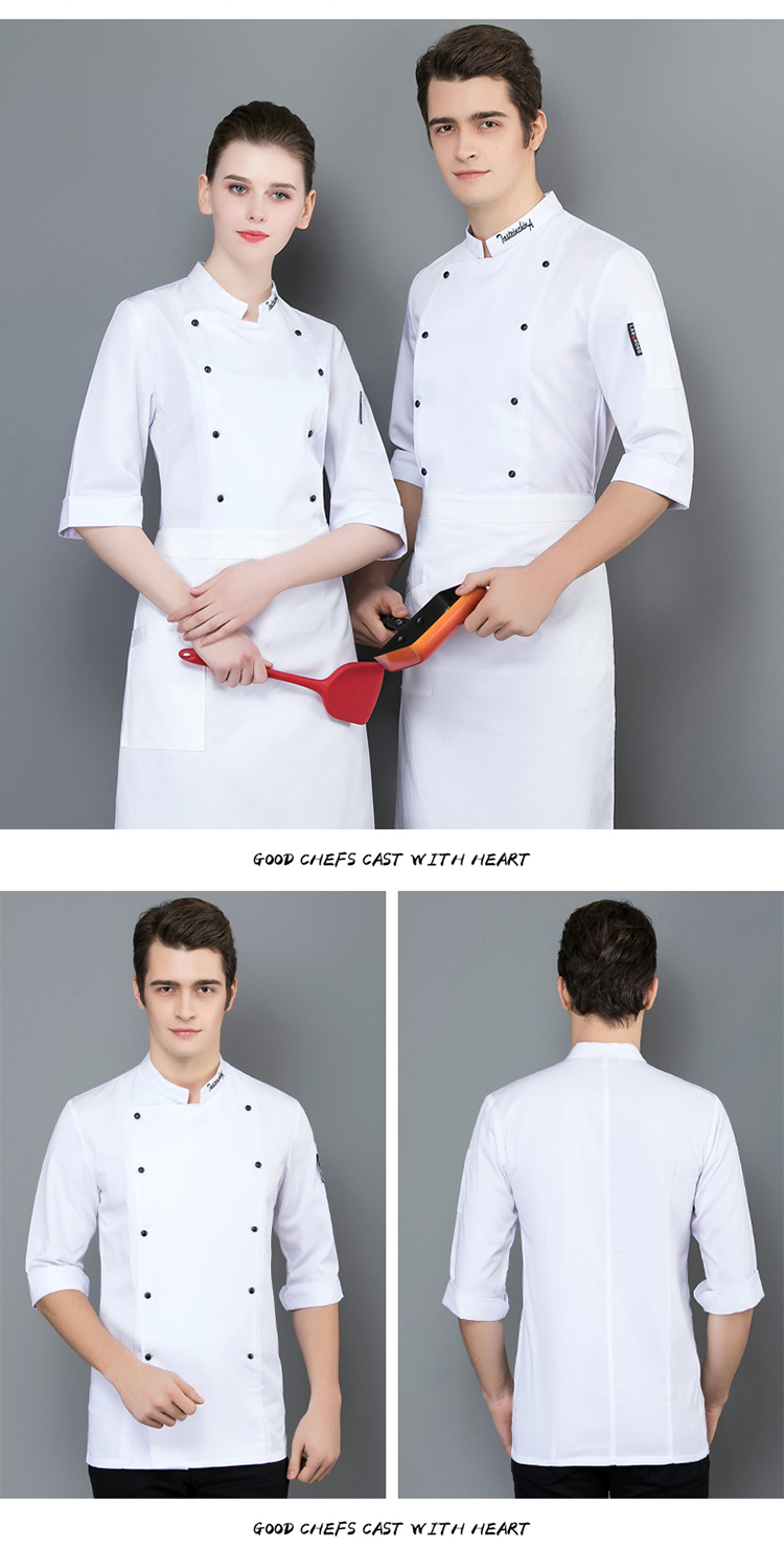 Cotton fine grain master three-quarter sleeve chef uniform top H02-21LY157-160