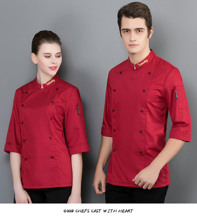 Cotton fine grain master three-quarter sleeve chef uniform top H02-21LY157-160