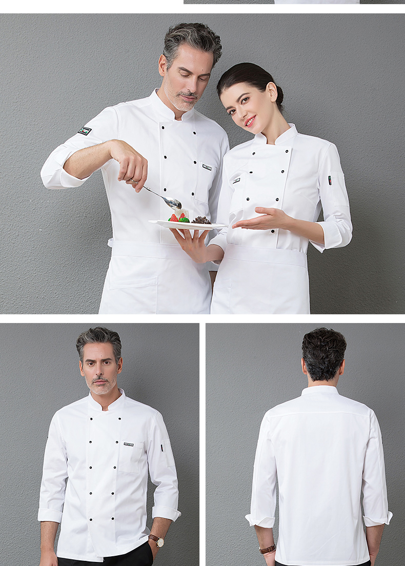 Leather brand hotel catering long sleeve chef work clothes top H01-18193