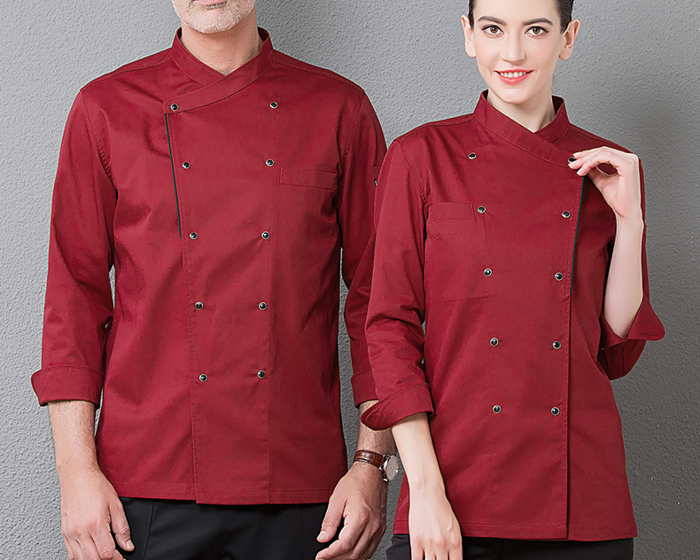 Side edge hotel catering long sleeve chef work clothes top H01-18197