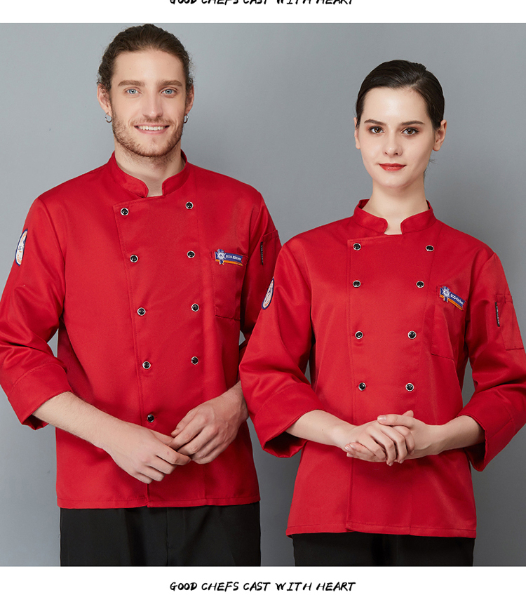 Polyester cotton small blue label long sleeve chef uniform H02-21LY132-134