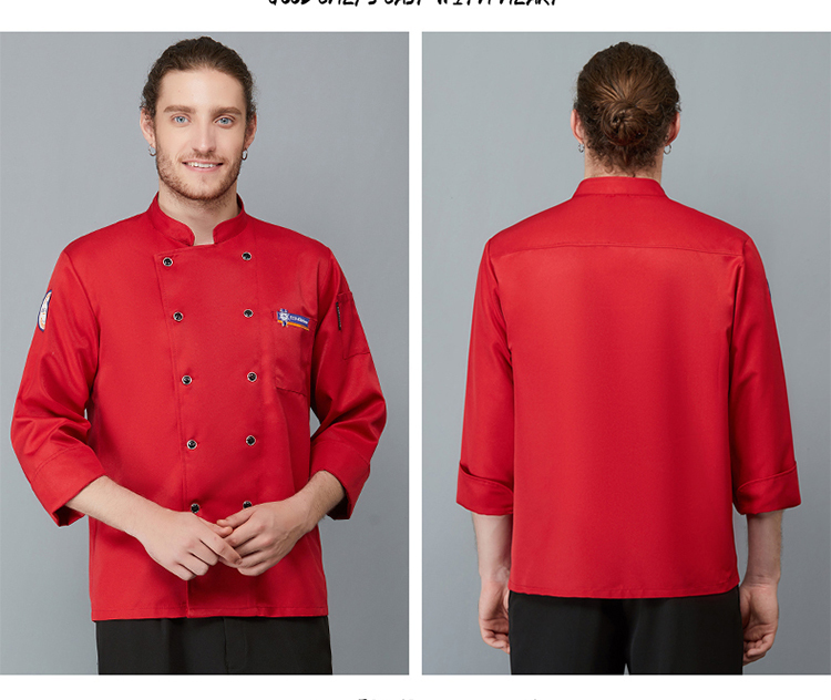 Polyester cotton small blue label long sleeve chef uniform H02-21LY132-134