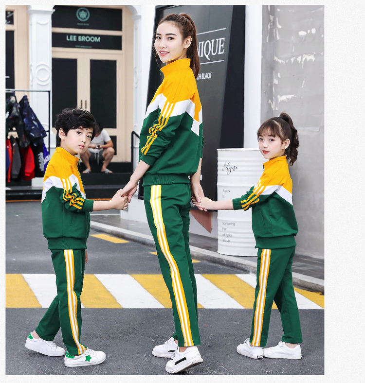 Color matching sports style primary and secondary school students school uniforms children teacher class uniforms two-piece suits 737-8101