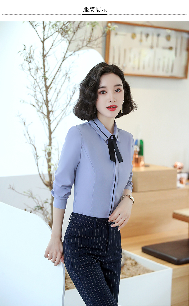 Business commuting leisure professional long-sleeved shirt women (including bow tie) 113-6521 long-sleeved shirt women