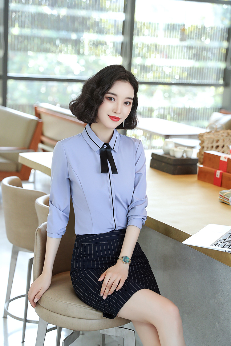 Business commuting leisure professional long-sleeved shirt women (including bow tie) 113-6521 long-sleeved shirt women