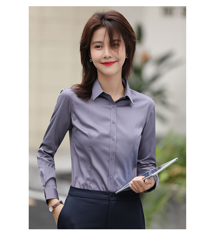 Business plain elastic long-sleeved shirt for women 111-986 women long shirt