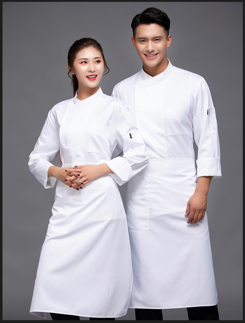 Solid color single row restaurant long sleeve chef uniform top H12-L029