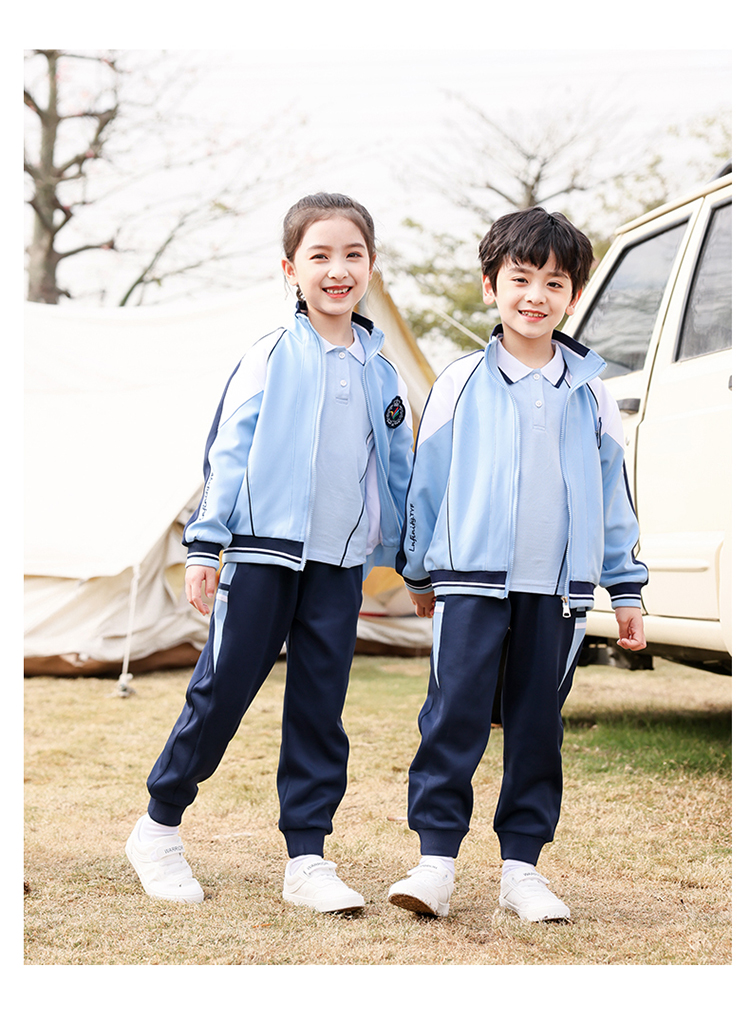 Sports style stand-up collar primary and secondary school students school uniform two-piece suit 894-2106 three-piece suit