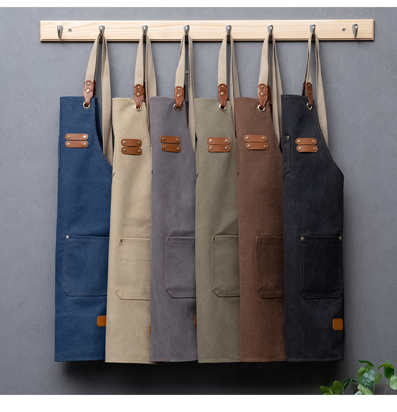 Multi-pocket thick canvas shoulder apron H20-21-1926