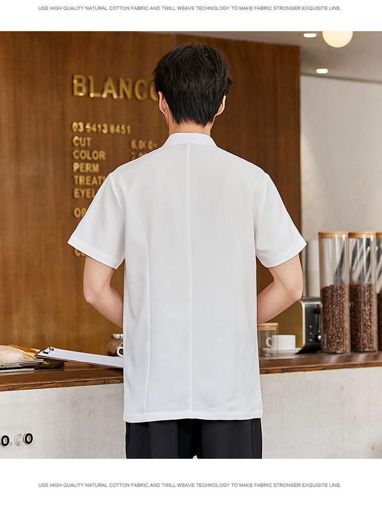 Solid color ribbon short-sleeved waiter work clothes apron H02-22LY024-027 canvas apron