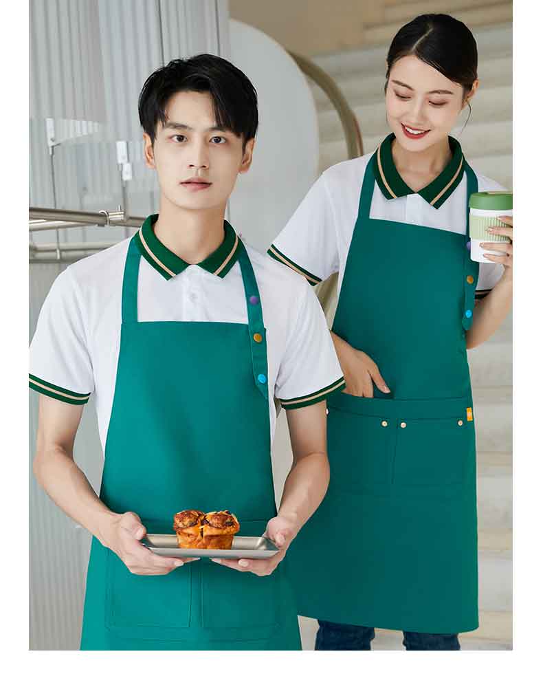 Polyester cotton canvas kitchen dirt-resistant and wear-resistant hanging neck adjustable apron H15-F2305