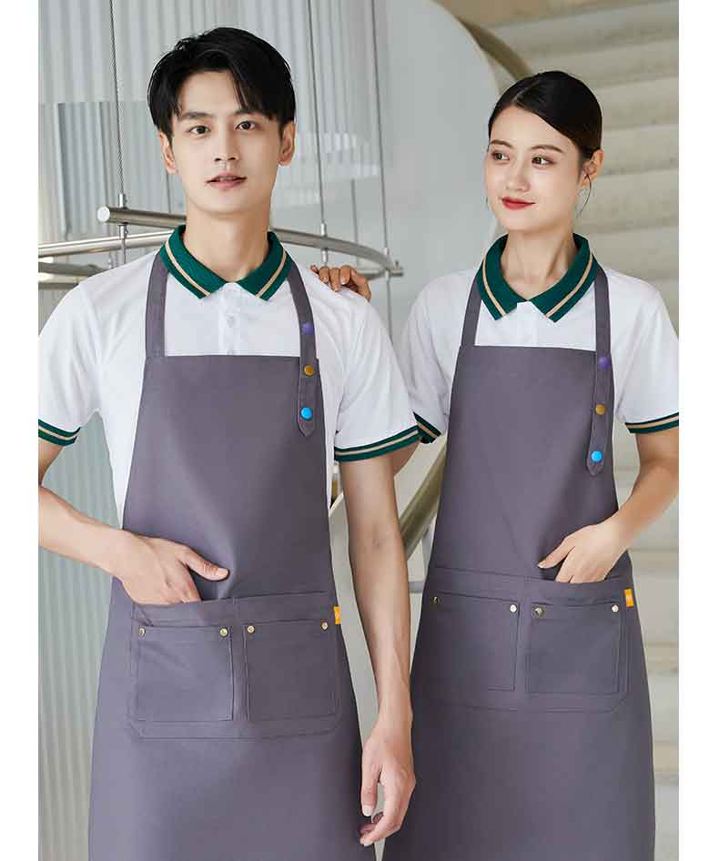 Polyester cotton canvas kitchen dirt-resistant and wear-resistant hanging neck adjustable apron H15-F2305