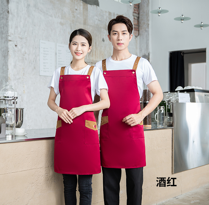 Kitchen and restaurant waterproof and oil-proof shoulder apron U01-B01