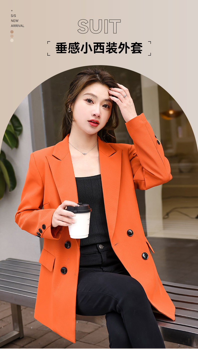 Casual white-collar mid-length small suit jacket for women 134-9096 jacket