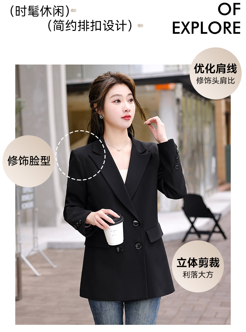 Casual white-collar mid-length small suit jacket for women 134-9096 jacket