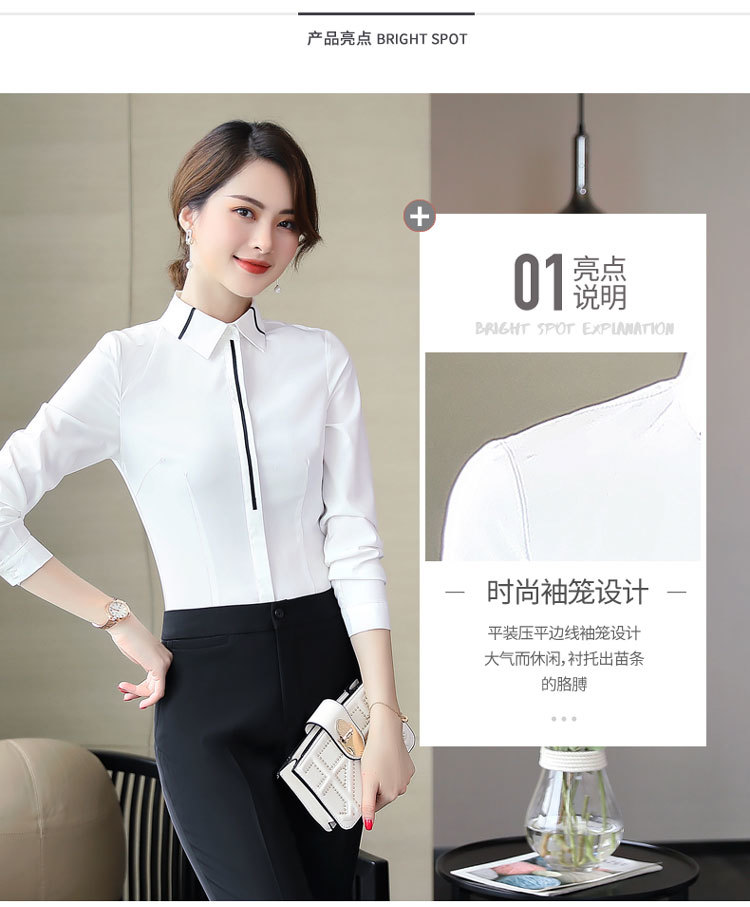 Business slim fit professional shirt DA2-6815 long sleeve shirt for women