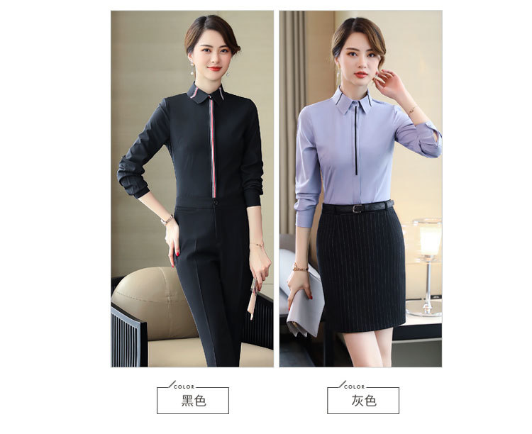 Business slim fit professional shirt DA2-6815 long sleeve shirt for women