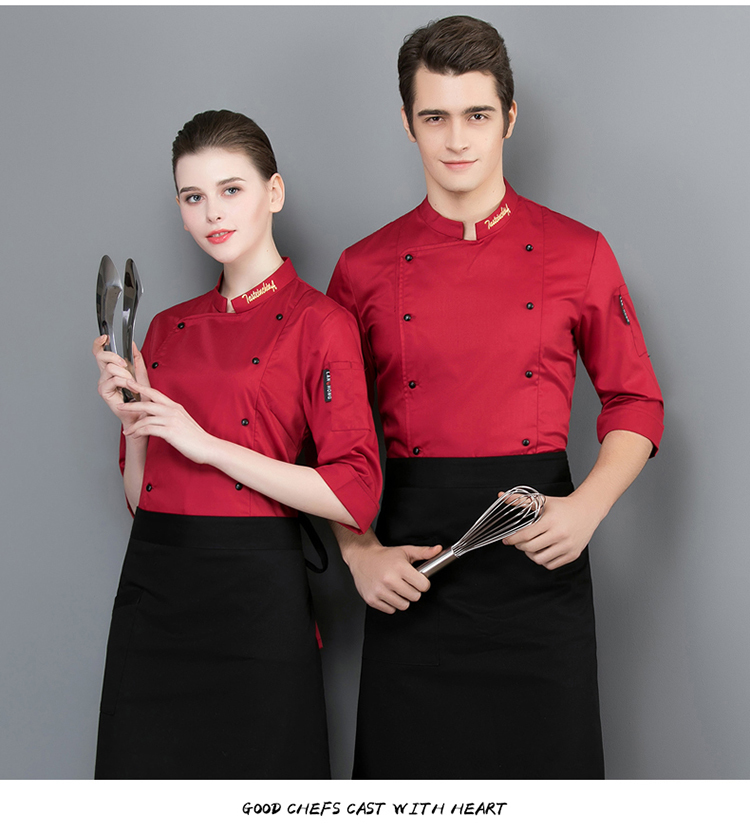 Cotton fine grain master three-quarter sleeve chef uniform top H02-21LY157-160