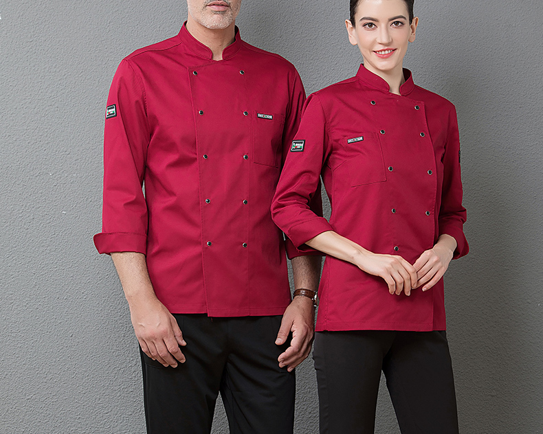 Leather brand hotel catering long sleeve chef work clothes top H01-18193