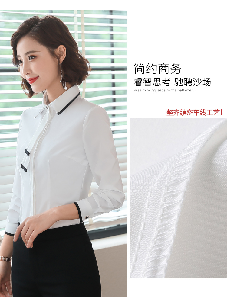 Contrast color ribbon long sleeve shirt for women DY3-672 long sleeve shirt for women