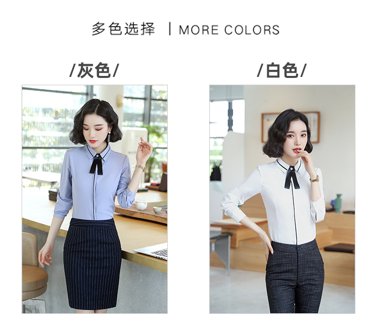 Business commuting leisure professional long-sleeved shirt women (including bow tie) 113-6521 long-sleeved shirt women