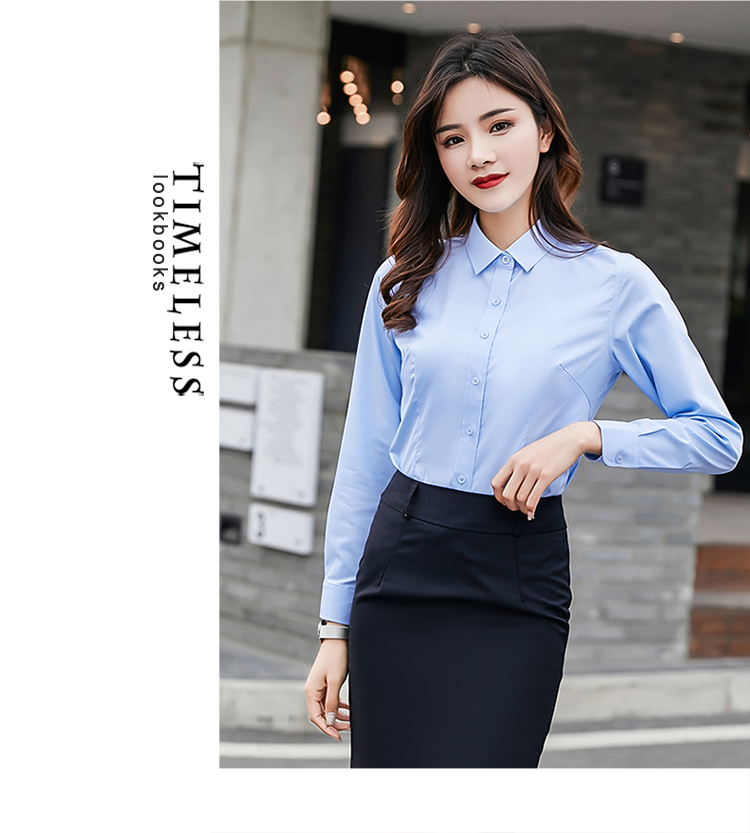 Commuter waist bamboo fiber small collar long-sleeved shirt female 180-000 female long sleeve