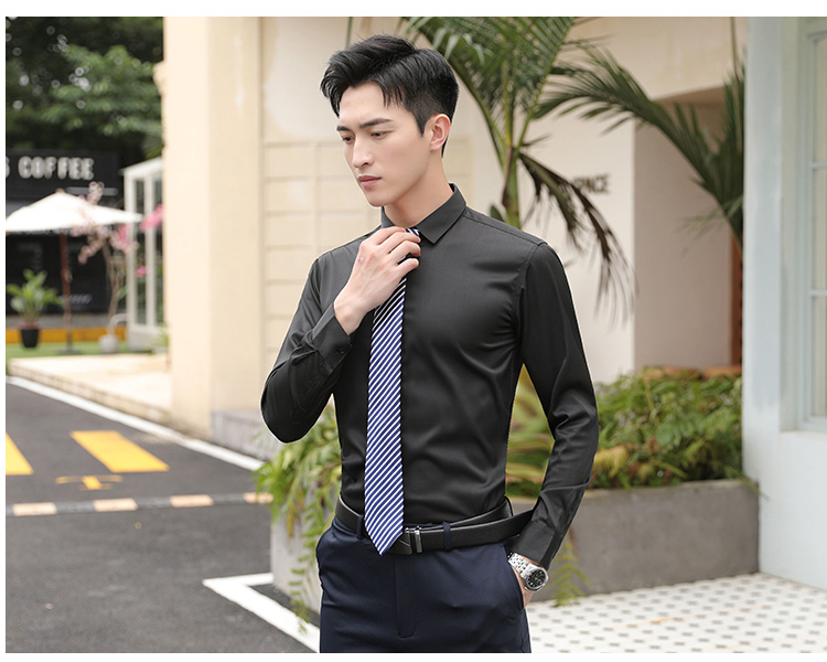 High-grade plain bamboo fiber long-sleeved shirt for men 111-988 men long-sleeved shirt