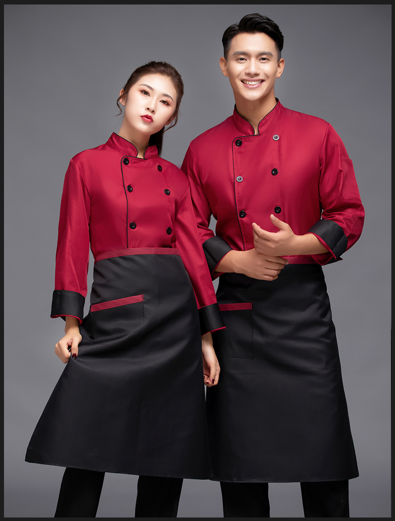 Single-side catering long-sleeved chef uniform top H12-L032