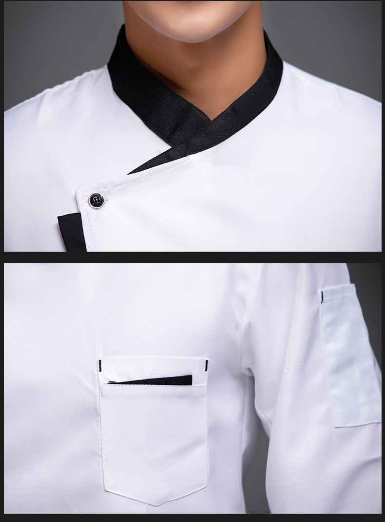 Triangle pocket long sleeve chef uniform top H12-L049