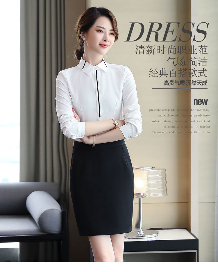 Business slim fit professional shirt DA2-6815 long sleeve shirt for women