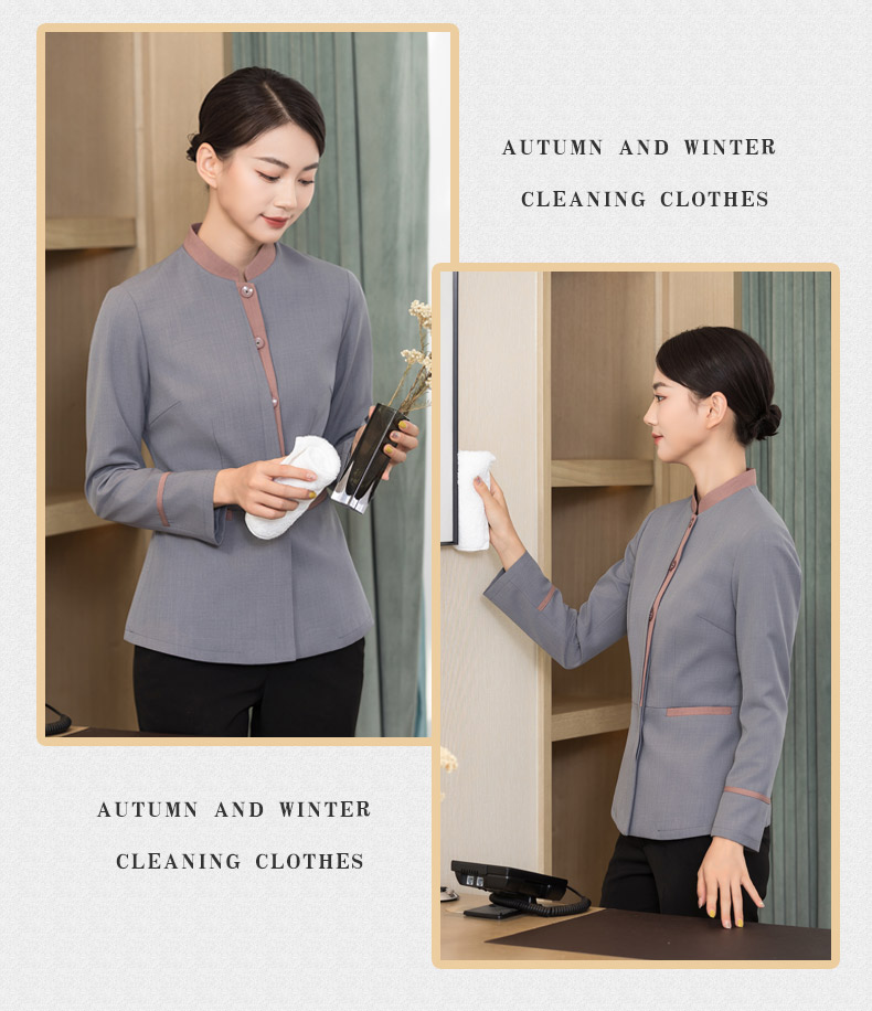 Color matching placket hotel guest room autumn and winter cleaning clothes H01-2022-45 men