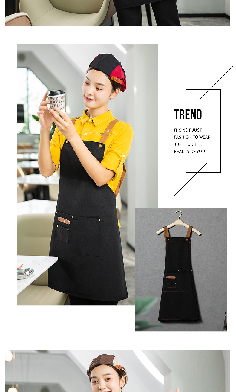 Waterproof canvas inner four-button dirt-resistant adjustable double-shoulder apron H20-A21-1930