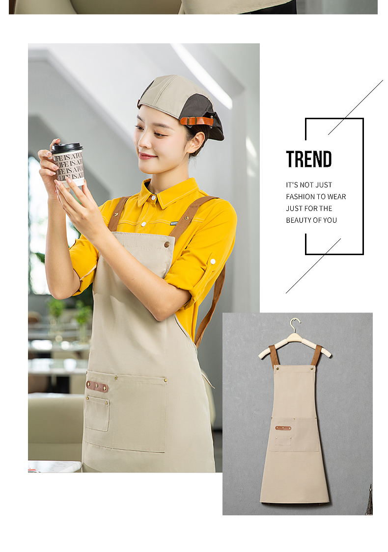 Waterproof canvas inner four-button dirt-resistant adjustable double-shoulder apron H20-A21-1930