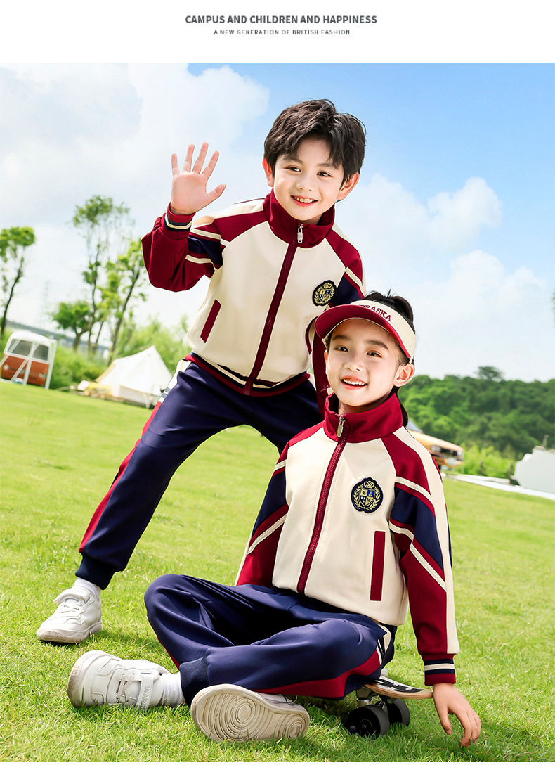 British style sports casual primary and secondary school students class uniforms two-piece suit 215-9109 (with label)