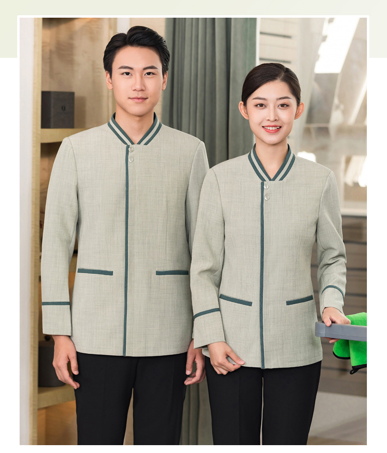 Fashionable and washable stand-up collar cleaning clothes and work clothes H01-2023-43