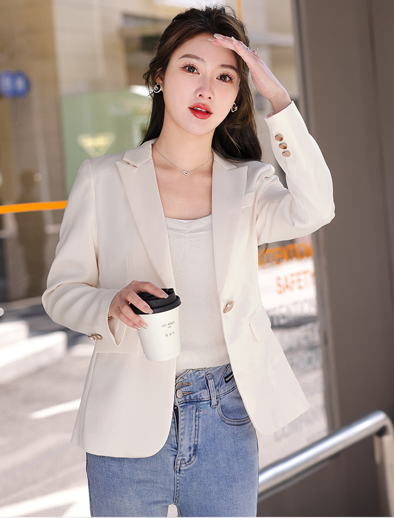 Casual white collar one button women small suit jacket 134-9081 jacket