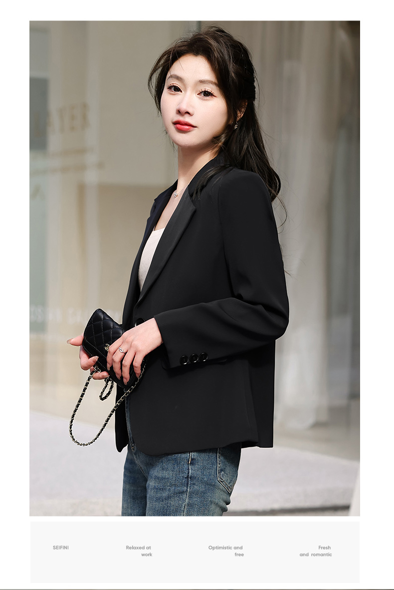 Casual white collar small suit jacket for women 134-9082 jacket