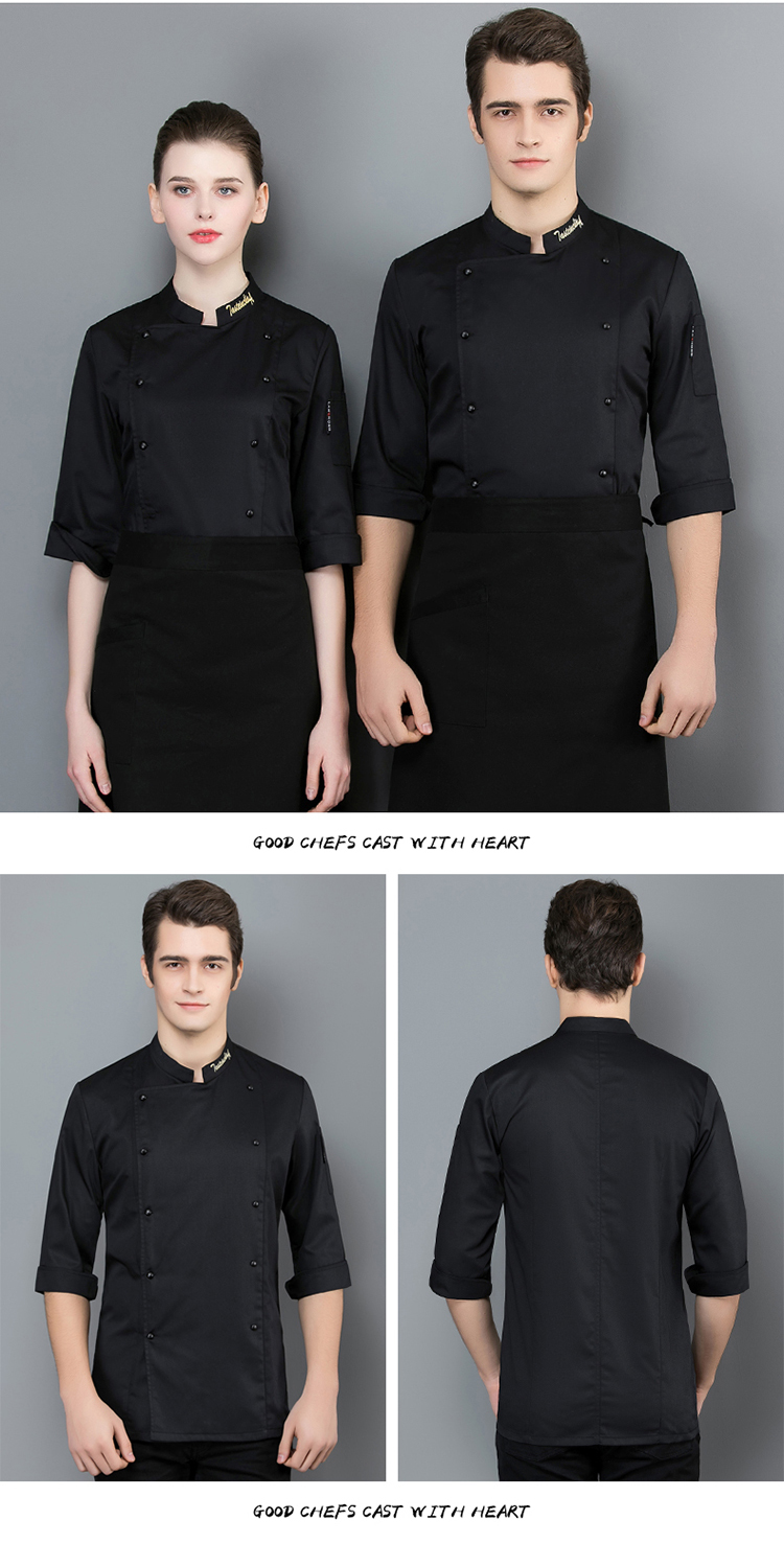 Cotton fine grain master three-quarter sleeve chef uniform top H02-21LY157-160