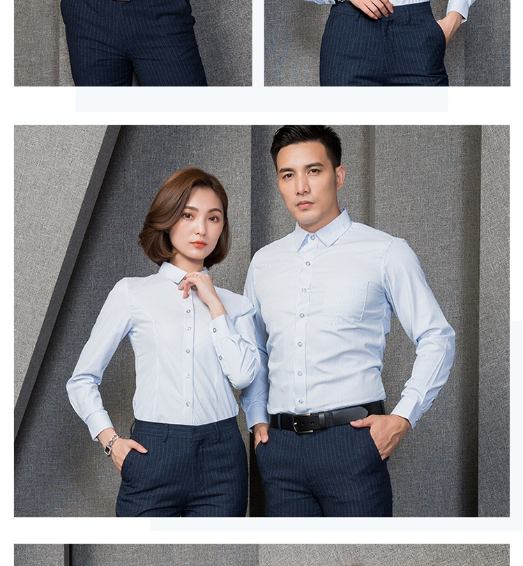 Slim fit blue striped long-sleeved shirt for men and women 129-661 long-sleeved shirt