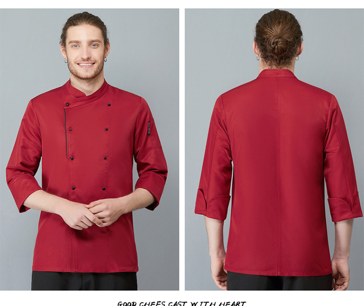 Polyester cotton side trim long sleeve chef uniform H02-21LY061-064