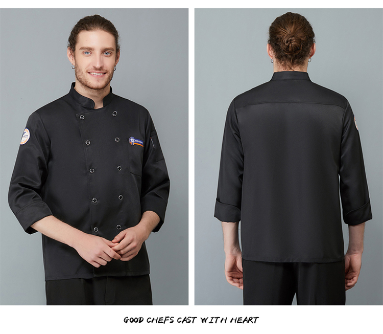 Polyester cotton small blue label long sleeve chef uniform H02-21LY132-134