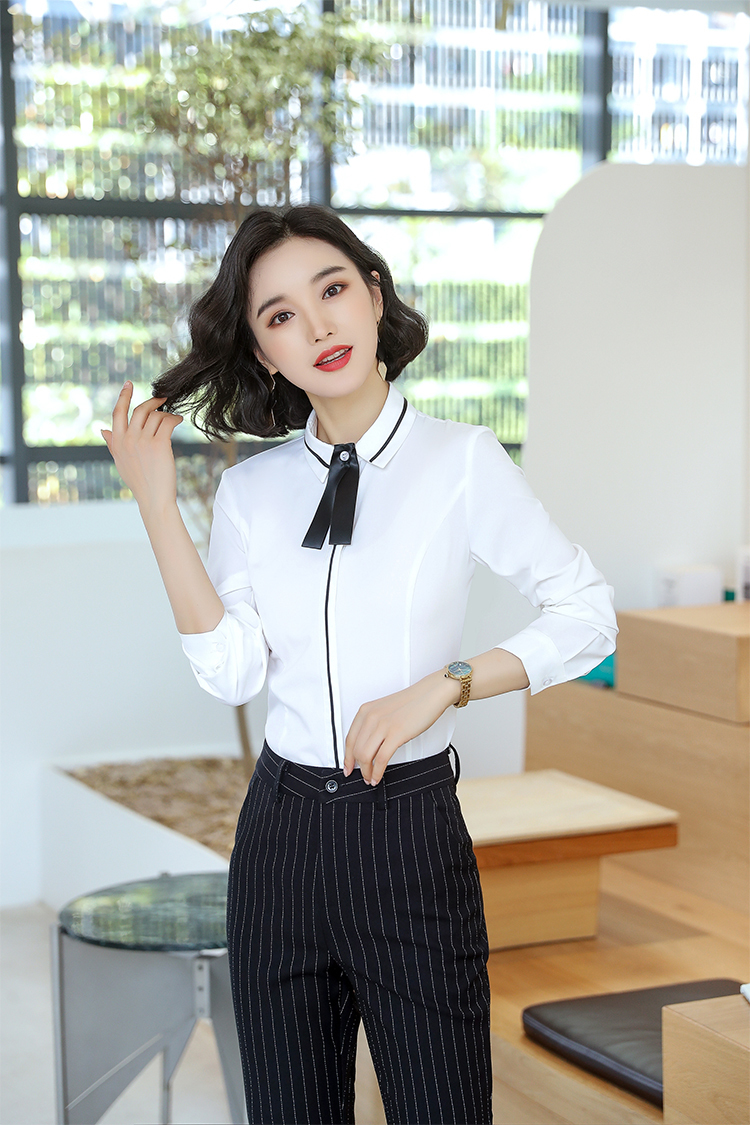 Business commuting leisure professional long-sleeved shirt women (including bow tie) 113-6521 long-sleeved shirt women